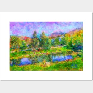 Autumn Lake in Vermont Impressionist Painting Posters and Art